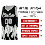 Custom Black Gray Hem Flame Pattern Fashion Sports Uniform Basketball jersey