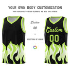 Custom Black Fluorescent Green Hem Flame Pattern Fashion Sports Uniform Basketball jersey