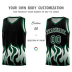 Custom Black Hunter Green Hem Flame Pattern Fashion Sports Uniform Basketball jersey