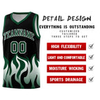 Custom Black Hunter Green Hem Flame Pattern Fashion Sports Uniform Basketball jersey