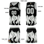 Custom Black Gray Hem Flame Pattern Fashion Sports Uniform Basketball jersey