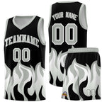 Custom Black Gray Hem Flame Pattern Fashion Sports Uniform Basketball jersey