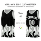 Custom Black Gray Hem Flame Pattern Fashion Sports Uniform Basketball jersey