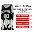 Custom Black Gray Hem Flame Pattern Fashion Sports Uniform Basketball jersey