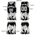 Custom Black Gray Hem Flame Pattern Fashion Sports Uniform Basketball jersey