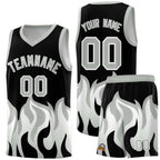 Custom Black Gray Hem Flame Pattern Fashion Sports Uniform Basketball jersey