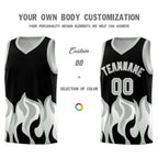 Custom Black Gray Hem Flame Pattern Fashion Sports Uniform Basketball jersey