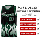 Custom Black Hunter Green Hem Flame Pattern Fashion Sports Uniform Basketball jersey