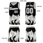 Custom Black Gray Hem Flame Pattern Fashion Sports Uniform Basketball jersey