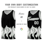 Custom Black Gray Hem Flame Pattern Fashion Sports Uniform Basketball jersey