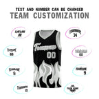 Custom Black Gray Hem Flame Pattern Fashion Sports Uniform Basketball jersey