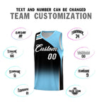 Custom Black Light Blue Gradient Fashion Sets Sports Uniform Basketball Jersey