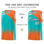 Custom Aqua Orange Gradient Fashion Sets Sports Uniform Basketball Jersey