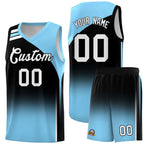 Custom Black Light Blue Gradient Fashion Sets Sports Uniform Basketball Jersey