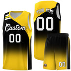 Custom Black Gold Gradient Fashion Sets Sports Uniform Basketball Jersey