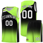 Custom Black Fluorescent Green Gradient Fashion Sets Sports Uniform Basketball Jersey