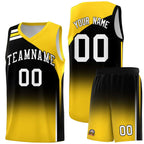 Custom Black Gold Gradient Fashion Sets Sports Uniform Basketball Jersey
