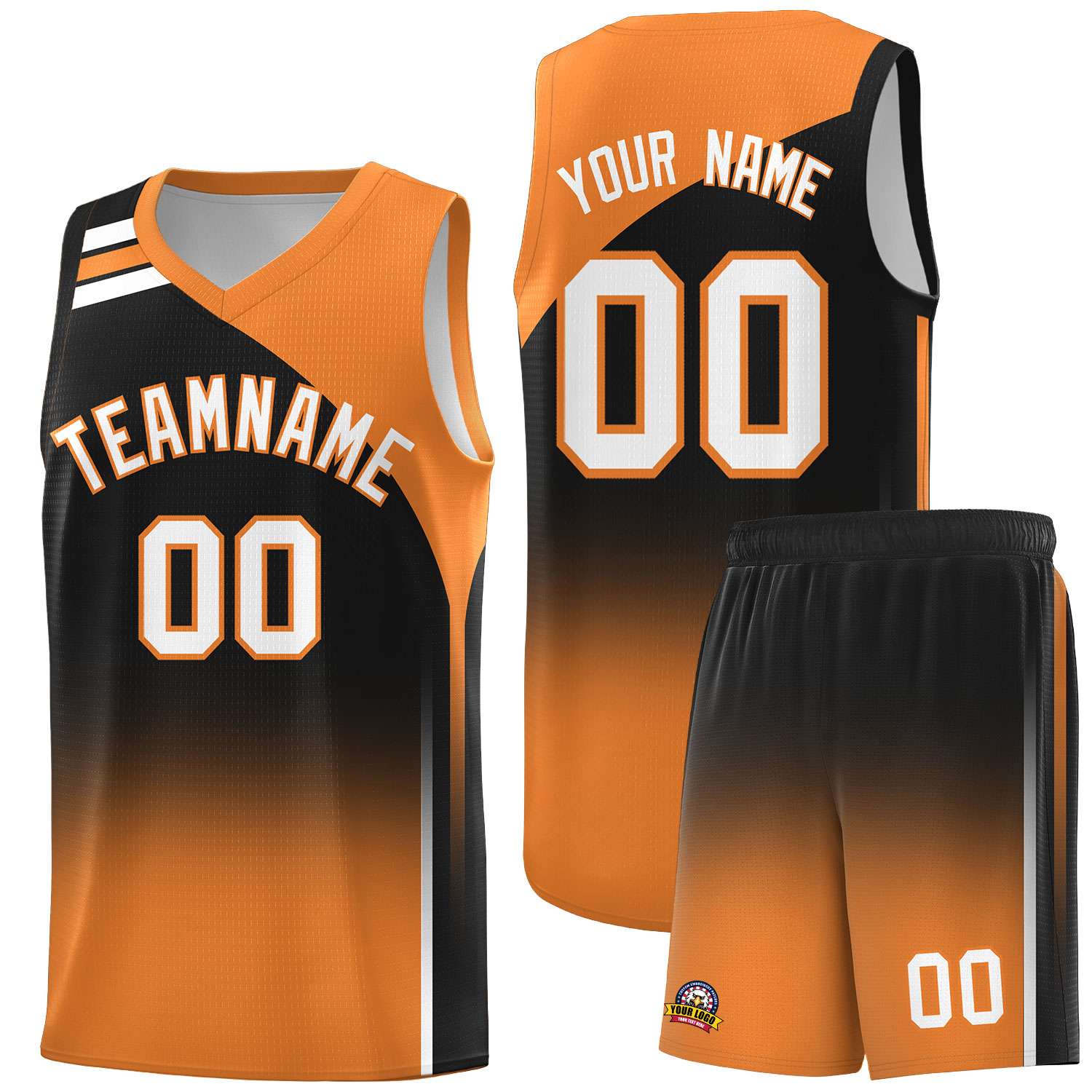 Custom Black Gold Orange Gradient Fashion Sets Sports Uniform Basketball Jersey