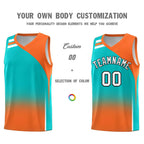 Custom Aqua Orange Gradient Fashion Sets Sports Uniform Basketball Jersey