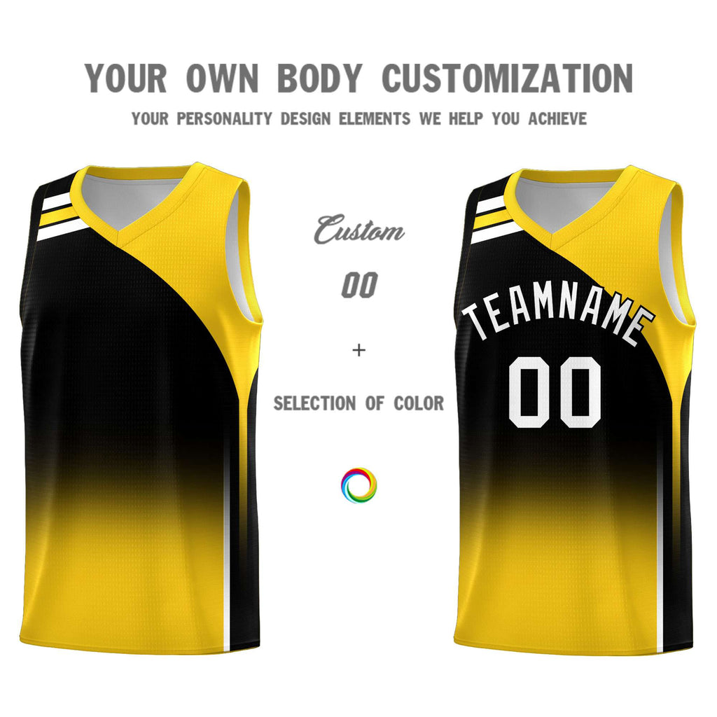 Custom Black Gold Gradient Fashion Sets Sports Uniform Basketball Jersey