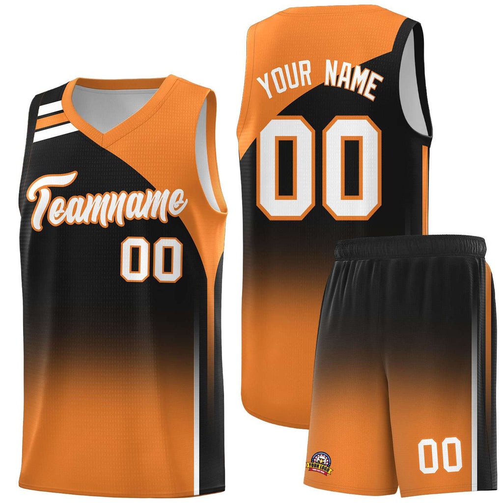 Custom Black Gold Orange Gradient Fashion Sets Sports Uniform Basketball Jersey