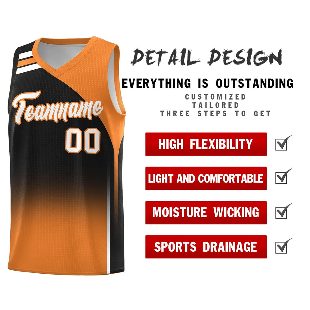 Custom Black Gold Orange Gradient Fashion Sets Sports Uniform Basketball Jersey