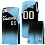 Custom Black Light Blue Gradient Fashion Sets Sports Uniform Basketball Jersey