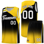 Custom Black Gold Gradient Fashion Sets Sports Uniform Basketball Jersey