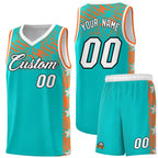 Custom Aqua Mosaic Stars Pattern Sports Uniform Basketball Jersey
