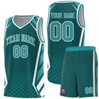 Custom Aqua White Diamond Pattern Side Slash Sports Uniform Basketball Jersey