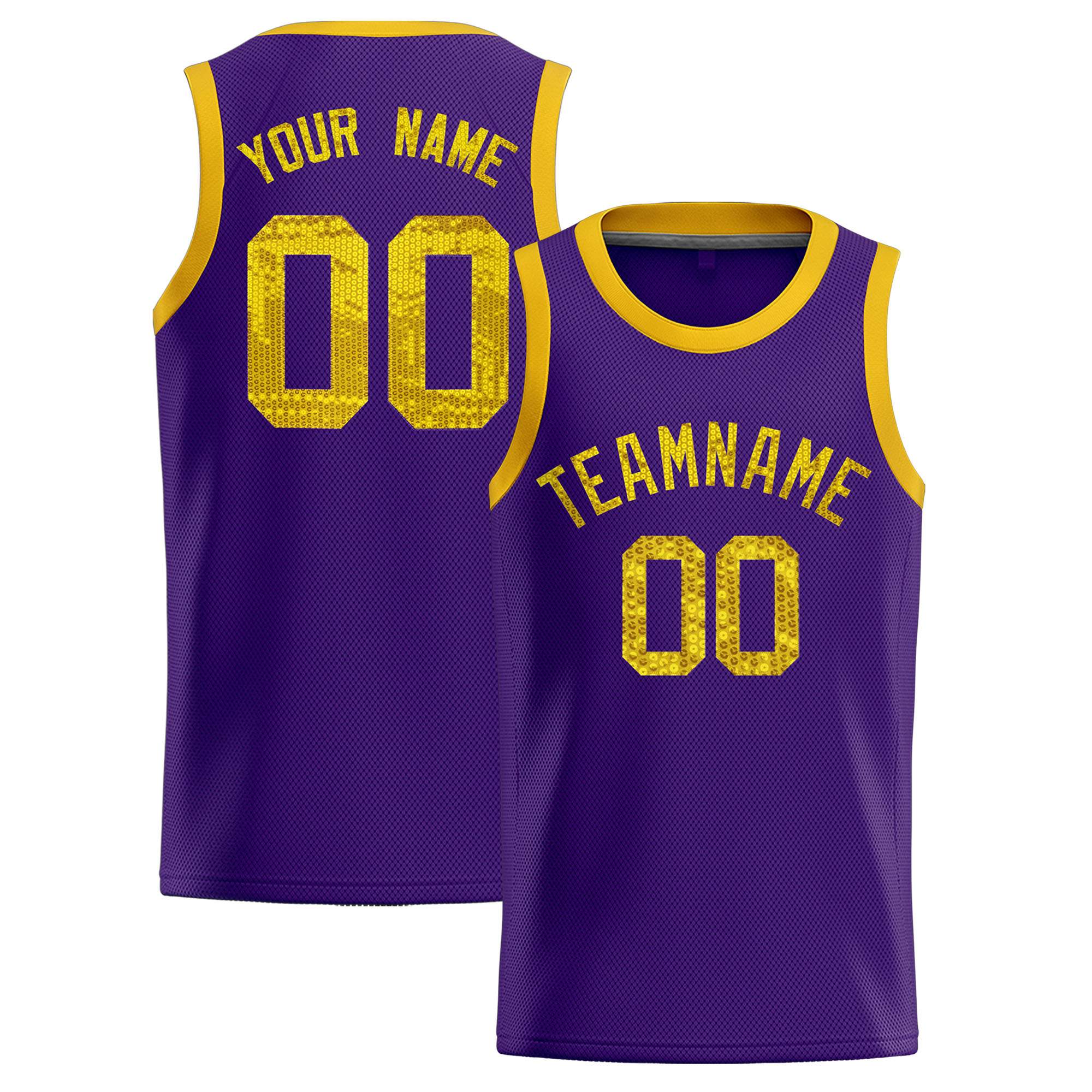 Custom Purple Sequined Tops Athletic Basketball Jersey