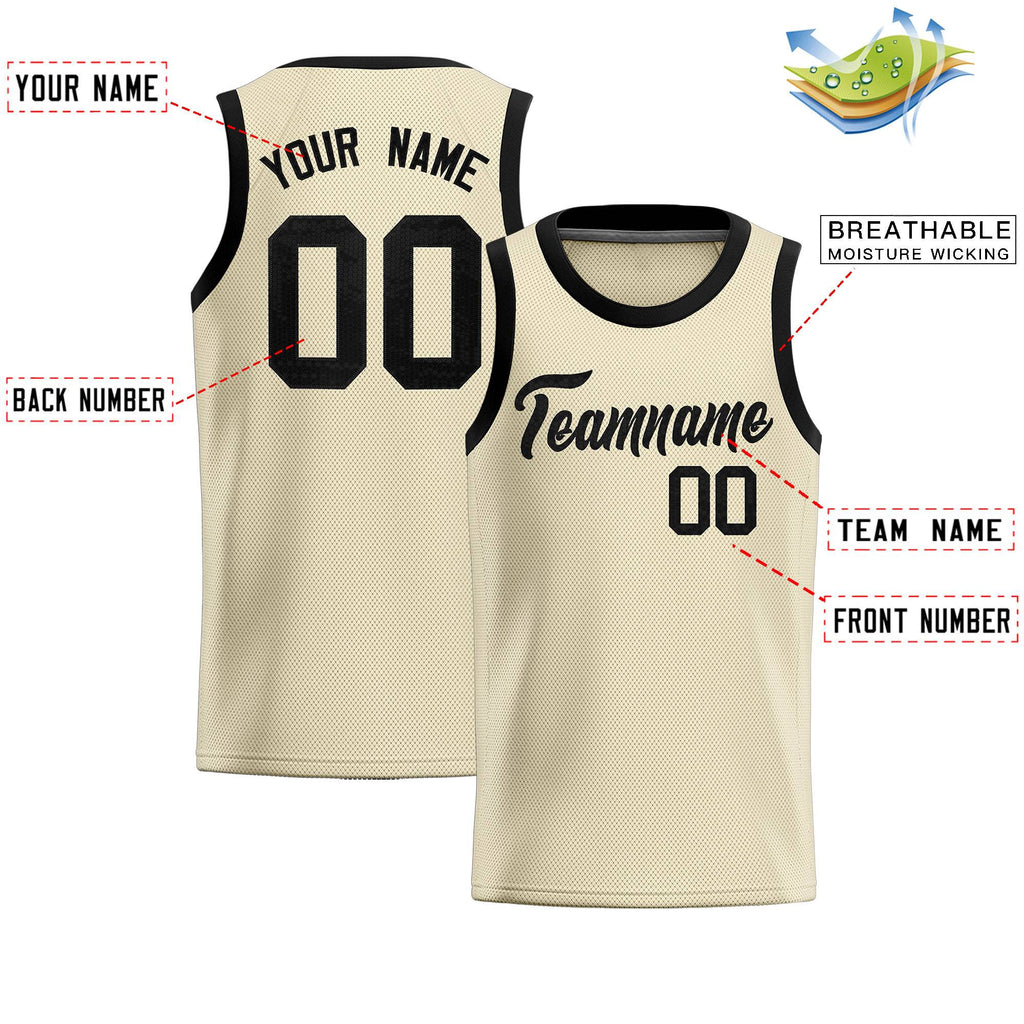 Custom Cream Sequined Tops Athletic Basketball Jersey