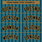Custom Aqua Old Gold-Black Stripe Fashion Design Full Button Authentic Baseball Jersey