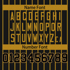Custom Black Old Gold Stripe Fashion Design Full Button Authentic Baseball Jersey