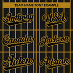 Custom Black Old Gold Stripe Fashion Design Full Button Authentic Baseball Jersey