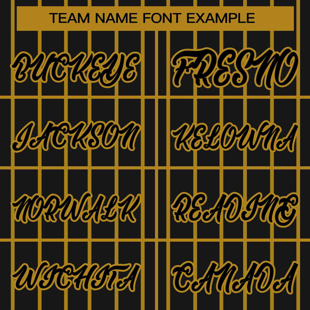 Custom Black Old Gold Stripe Fashion Design Full Button Authentic Baseball Jersey