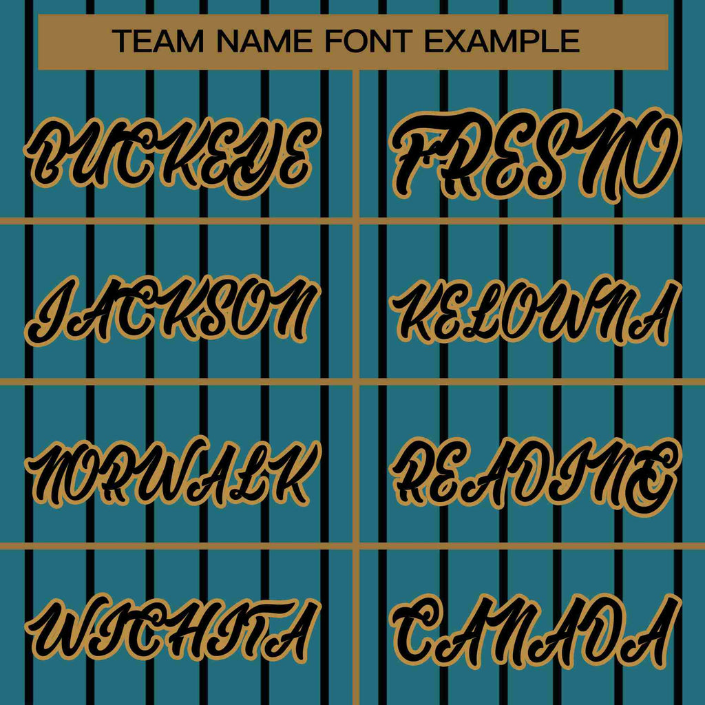 Custom Aqua Old Gold-Black Stripe Fashion Design Full Button Authentic Baseball Jersey