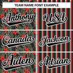 Custom Black Red Hawaii Tropical Flower Stripe Fashion Baseball Jersey