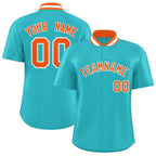 Custom Aqua Classic Style Authentic Stand Collar Baseball Jersey