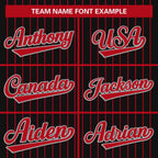 Custom Black Red Stripe Fashion Design Full Button Authentic Baseball Jersey