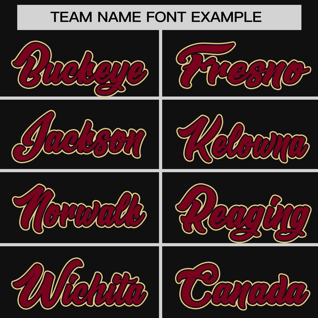 Custom Black Crimson Personalized Raglan Sleeves Round-Neck Hockey Jersey