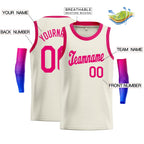 Custom Cream Pink Classic Tops Athletic Casual Basketball Jersey