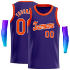 Custom Purple Orange-White Classic Tops Athletic Basketball Jersey