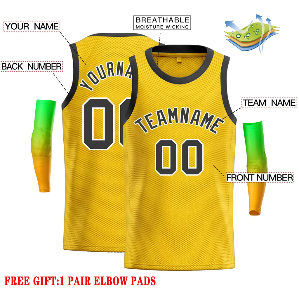Custom Yellow Brown-White Classic Tops Men Casual Basketball Jersey