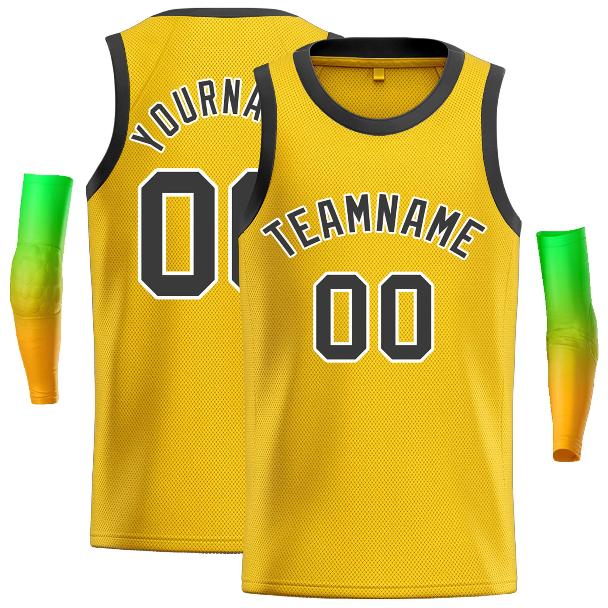Custom Yellow Brown-White Classic Tops Men Casual Basketball Jersey