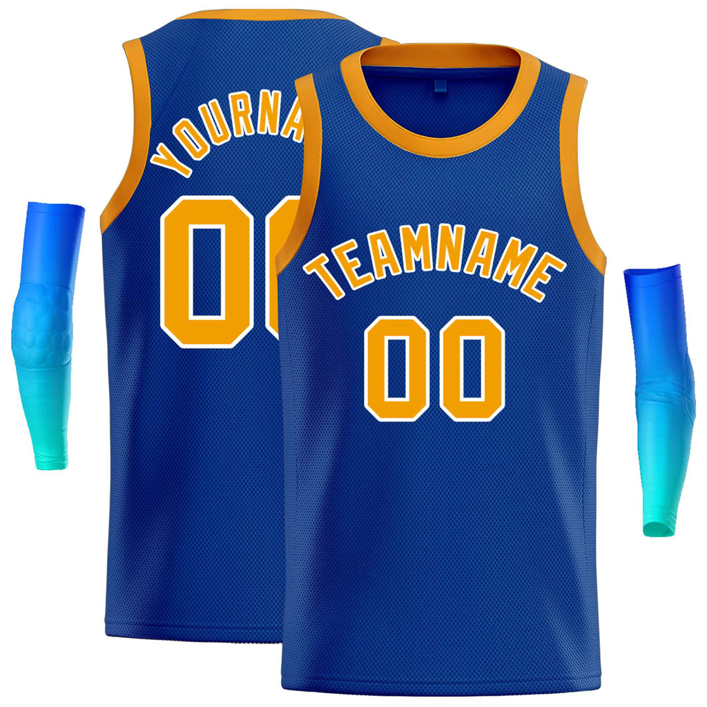 Custom Royal Yellow-White Classic Tops Casual Basketball Jersey