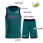 Custom Aqua Navy-White Classic Sets Sports Uniform Basketball Jersey