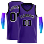 Custom Purple Black-White Classic Tops Men Casual Basketball Jersey