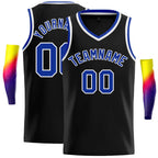 Custom Black Royal-White Classic Tops Men Casual Basketball Jersey