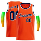 Custom Orange Navy-White Classic Tops Men Casual Basketball Jersey